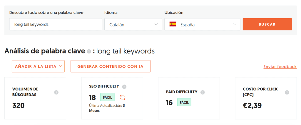 Long Tail Keywords - UberSuggest