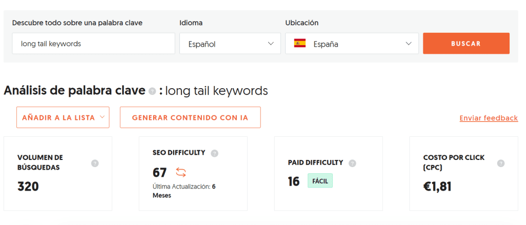 Long Tail Keywords - UberSuggest